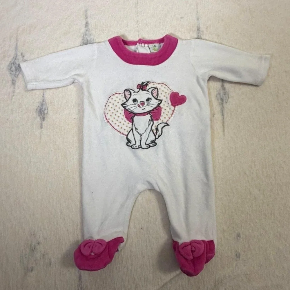 Disney Baby Marie Aristocats Footed Sleeper Pink White 3 Month Girl